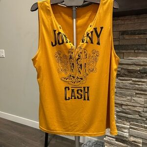 Yellow Johnny Cash Graphic Tank Top